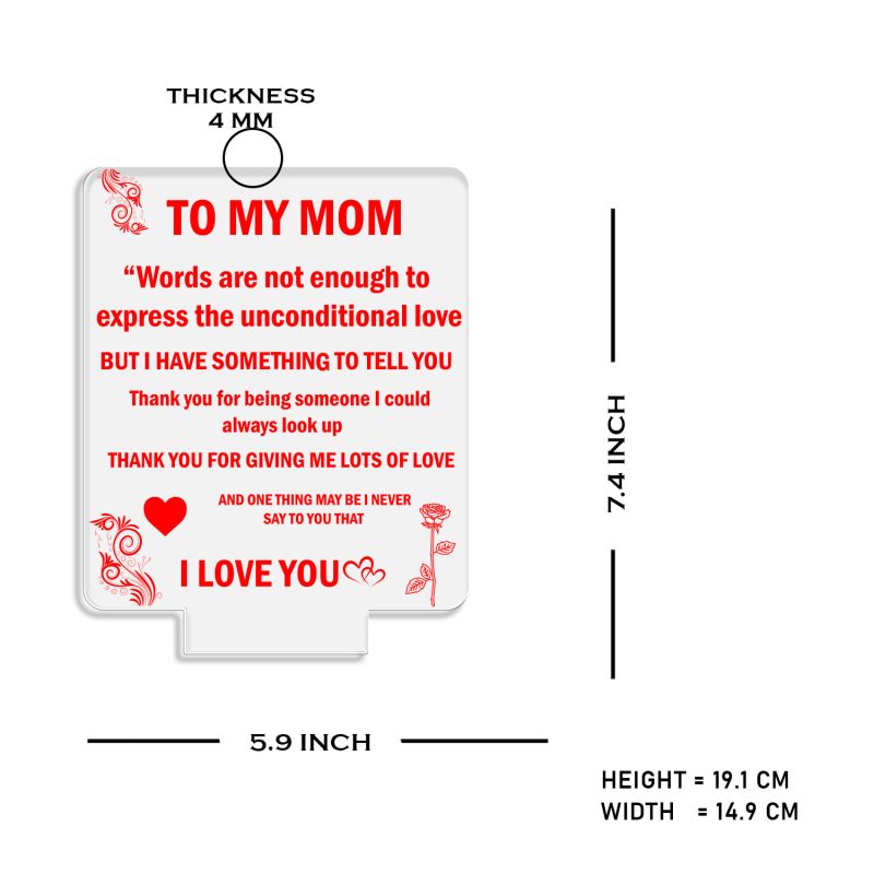 To My Mom Engraved English Quote Led Night Lamp with Warm White Color Birthday Gifts for Mom